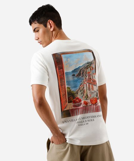 camiseta masculina de algodão estampada off white G camiseta masculina de algodão estampada off white G