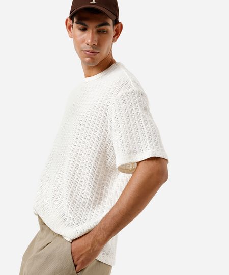camiseta box masculina de tricot off white P camiseta box masculina de tricot off white P