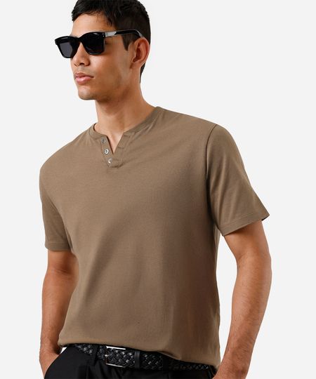 camiseta básica manga curta gola portuguesa - tabaco PP camiseta básica manga curta gola portuguesa - tabaco PP