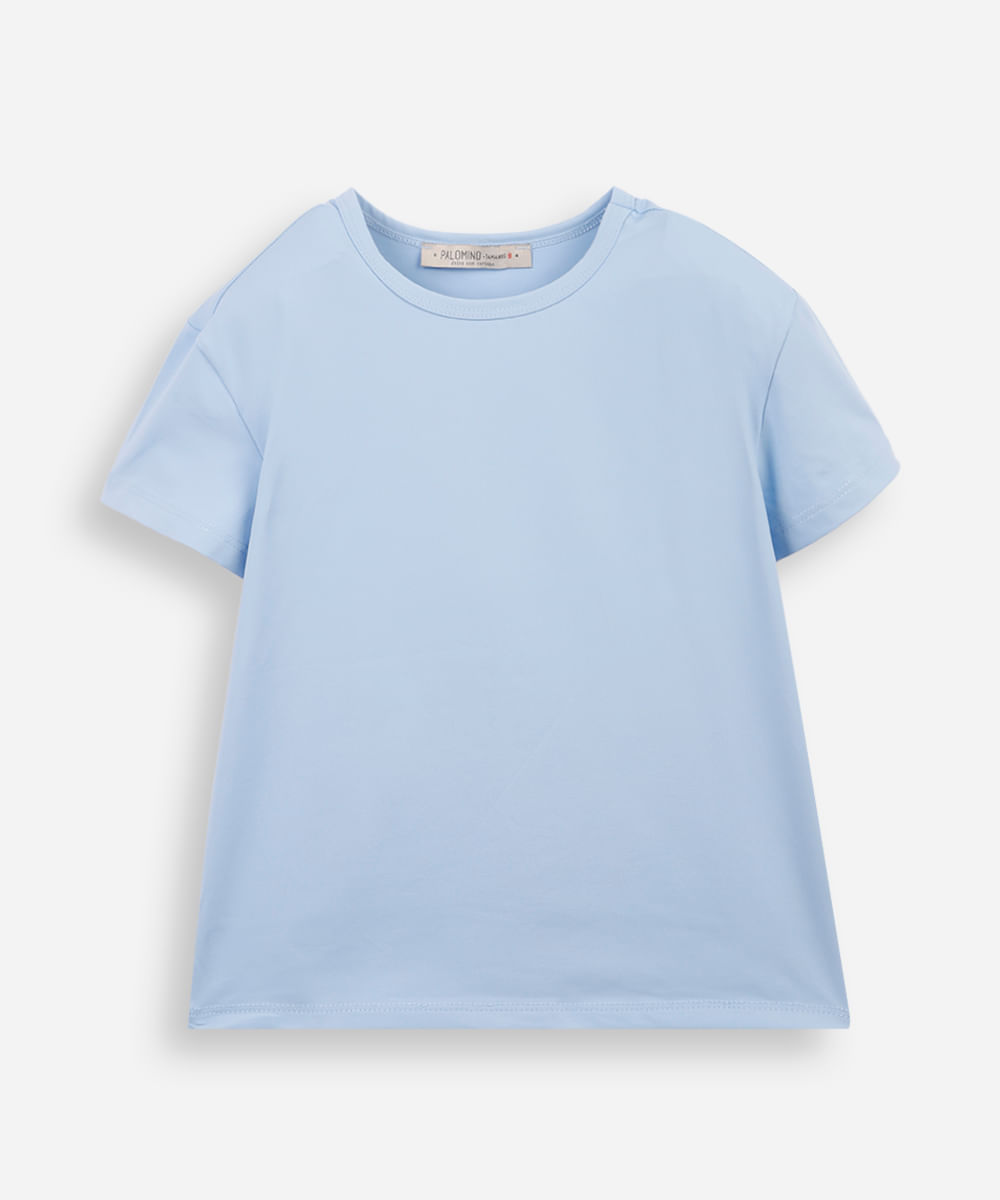 blusa infantil de poliamida manga curta azul