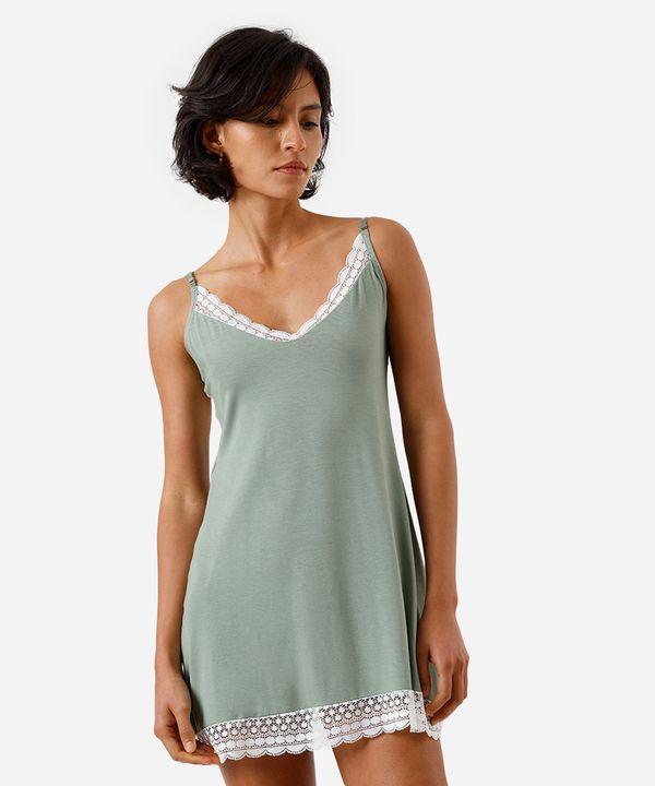 camisola feminina de viscose com renda verde G