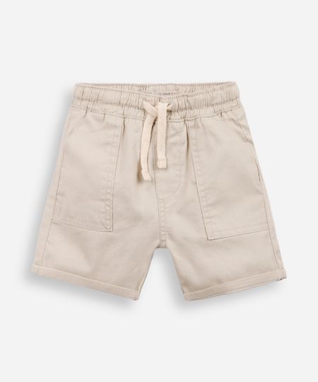 bermuda infantil sarja com bolsos bege 2