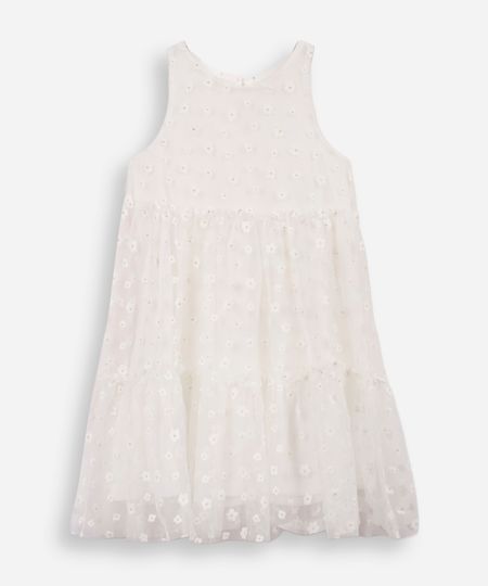 vestido infantil de tule com recortes floral com glitter off white 6 vestido infantil de tule com recortes floral com glitter off white 6