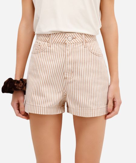 short feminino de sarja listrado bege 36 short feminino de sarja listrado bege 36