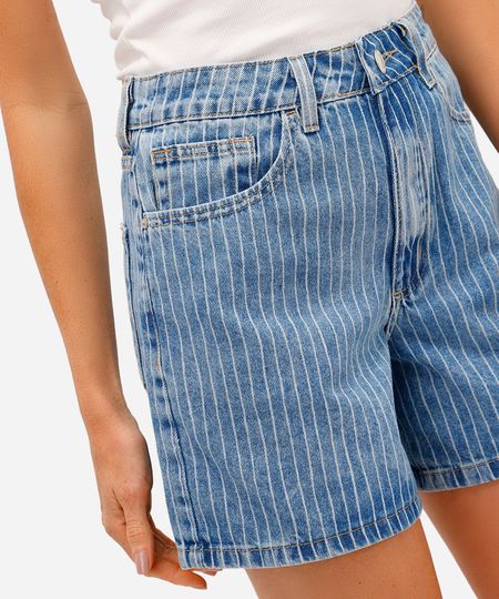 bermuda mom feminina jeans listrada azul 36 bermuda mom feminina jeans listrada azul 36