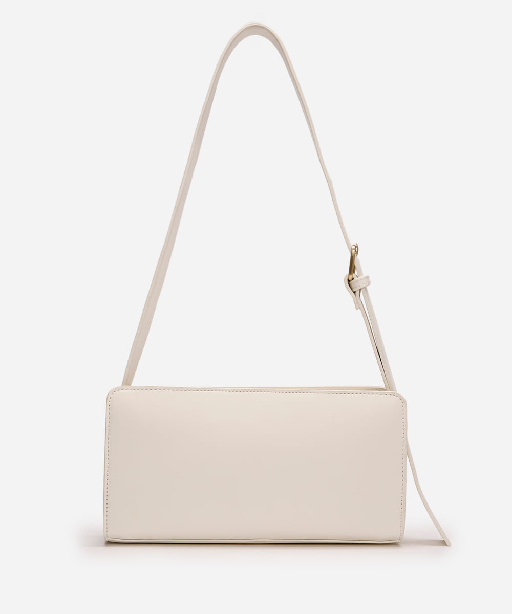 bolsa baguete estruturada off white