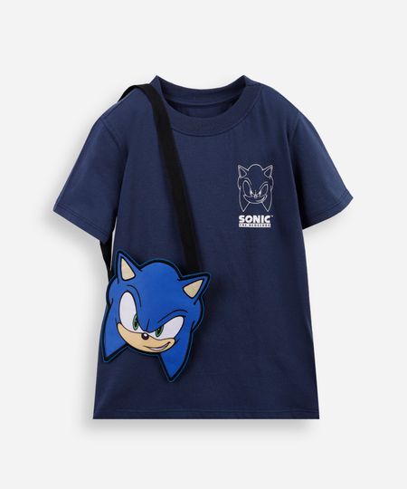 camiseta infantil sonic brinde pochete azul 4 camiseta infantil sonic brinde pochete azul 4