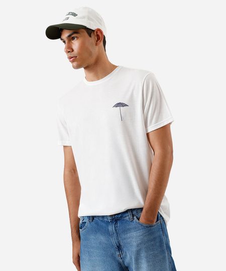 camiseta masculina com viscose estampada off white M camiseta masculina com viscose estampada off white M