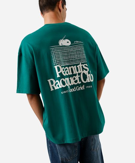 camiseta masculina de algodão snoopy oversized verde M