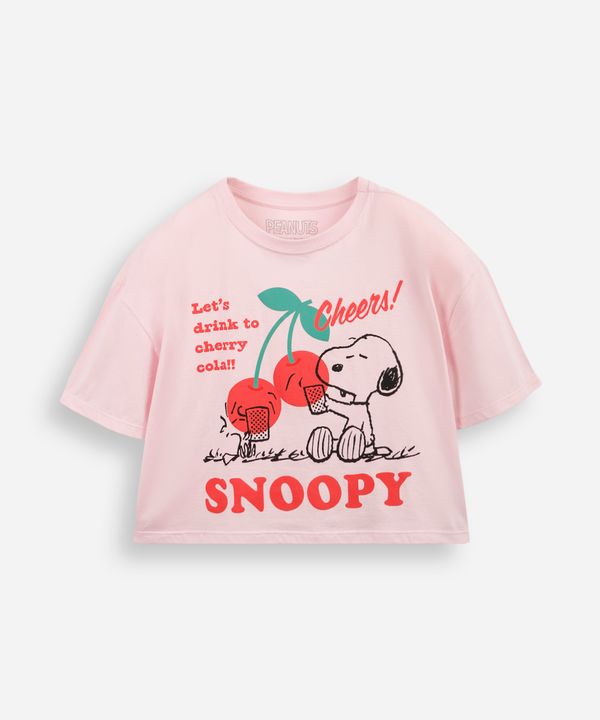 camiseta juvenil boxy cropped snoopy cereja rosa 16