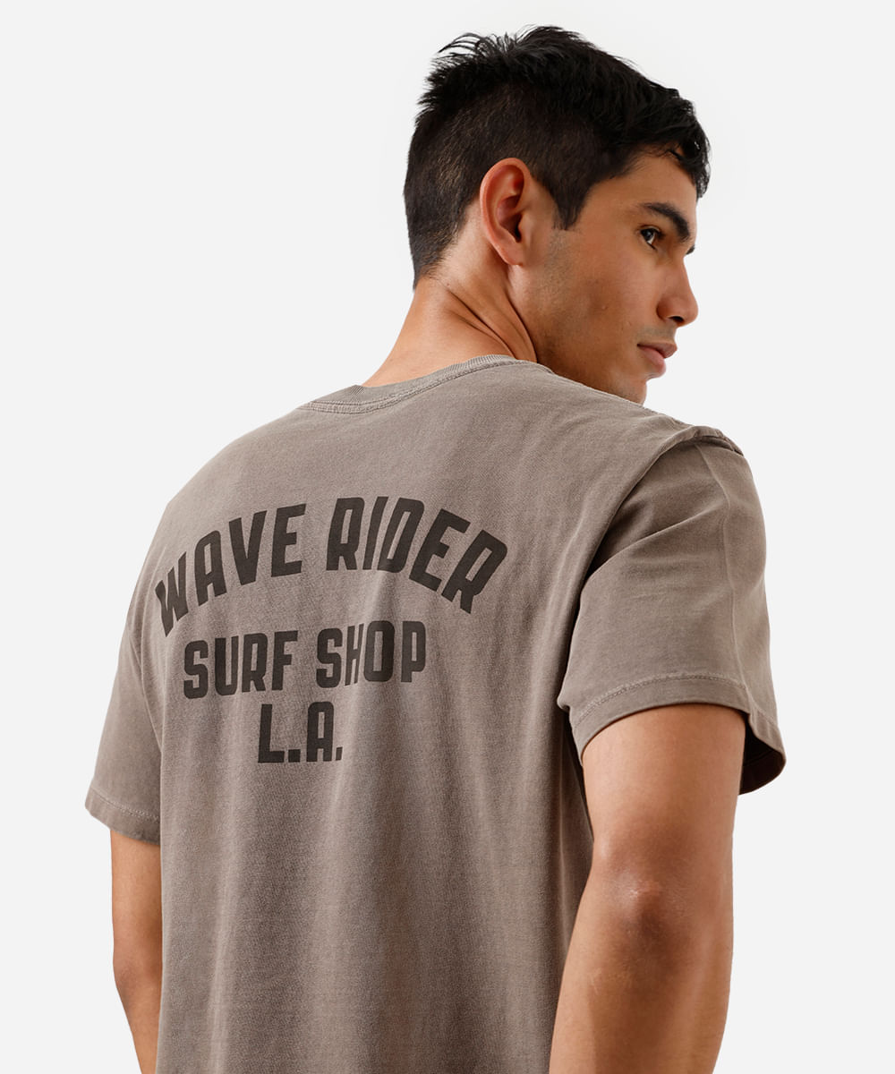 camiseta masculina de algodão wave rider estonada marrom