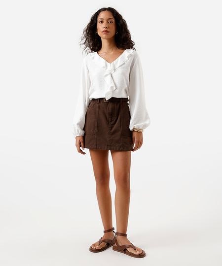 minissaia feminina de sarja marrom 34 minissaia feminina de sarja marrom 34