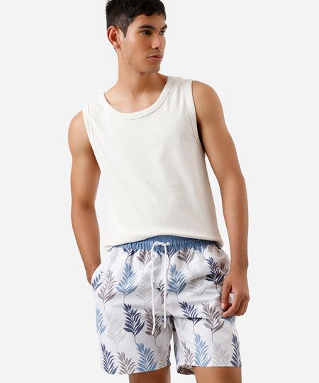short masculino folhagens cós elástico off white GG short masculino folhagens cós elástico off white GG