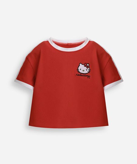 blusa baby look infantil de algodão bordado hello kitty vermelha 10 blusa baby look infantil de algodão bordado hello kitty vermelha 10
