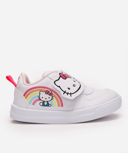 tênis com velcro infantil hello kitty branco 22 tênis com velcro infantil hello kitty branco 22