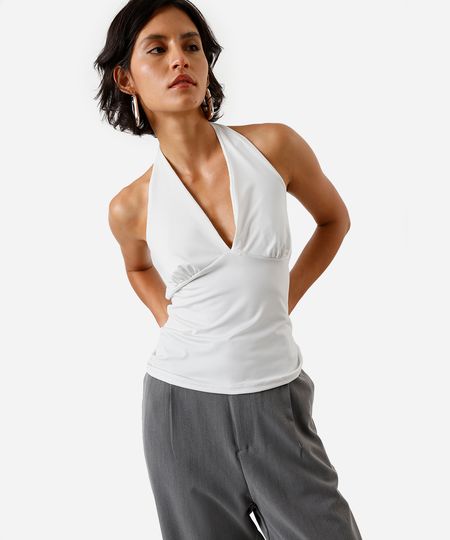 blusa frente única feminina off white PP