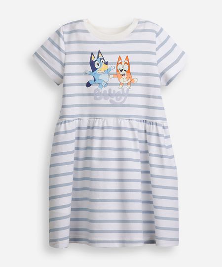 vestido infantil de algodão listrado bluey azul 3 vestido infantil de algodão listrado bluey azul 3