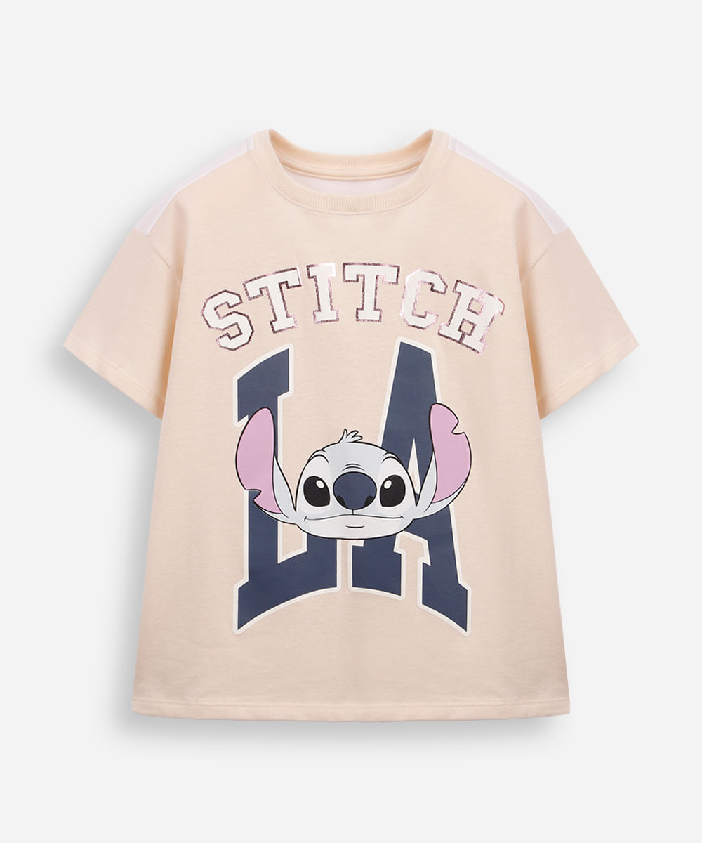 camiseta infantil de algodão com recorte stitch off white