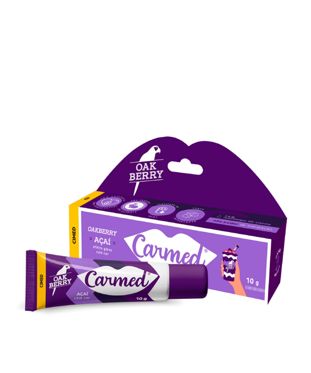 hidratante labial carmed açaí oakberry com cor 10g roxo