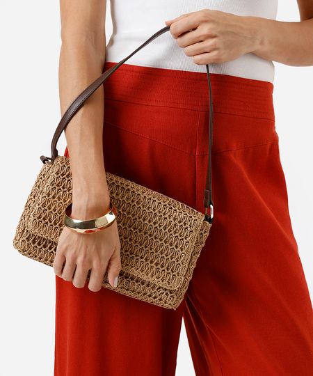 bolsa baguete texturizada bege UNICO