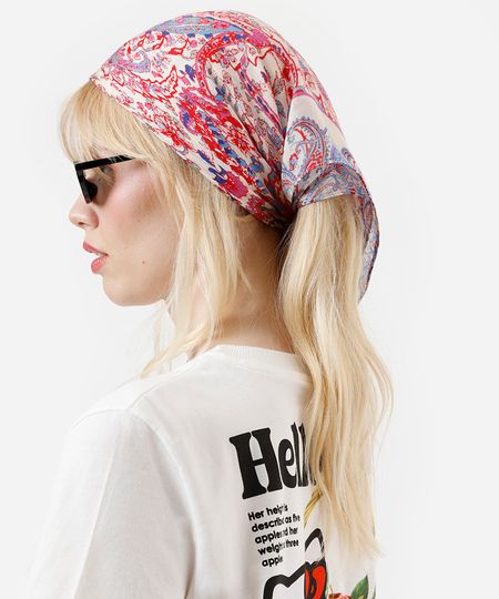 lenço quadrado de viscose paisley rosa UNICO lenço quadrado de viscose paisley rosa UNICO