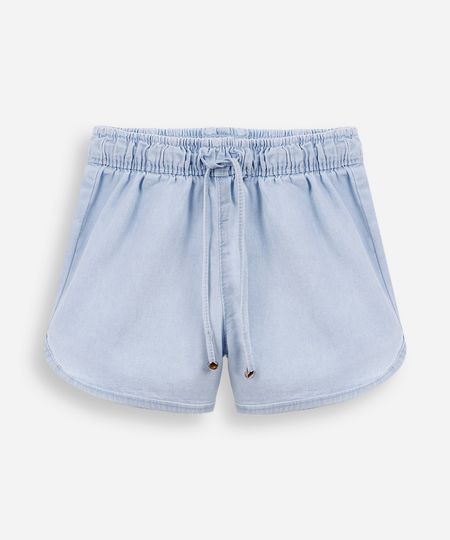 short runner infantil jeans cós elástico azul 4