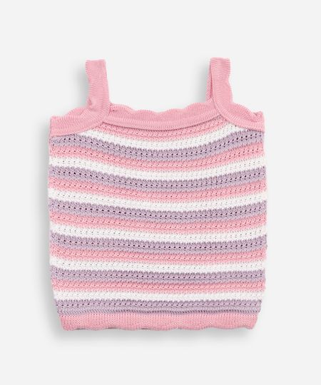 regata infantil de tricot listrada rosa 2 regata infantil de tricot listrada rosa 2