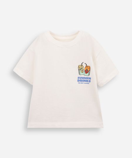 camiseta infantil de algodão summer drinks off white 4 camiseta infantil de algodão summer drinks off white 4