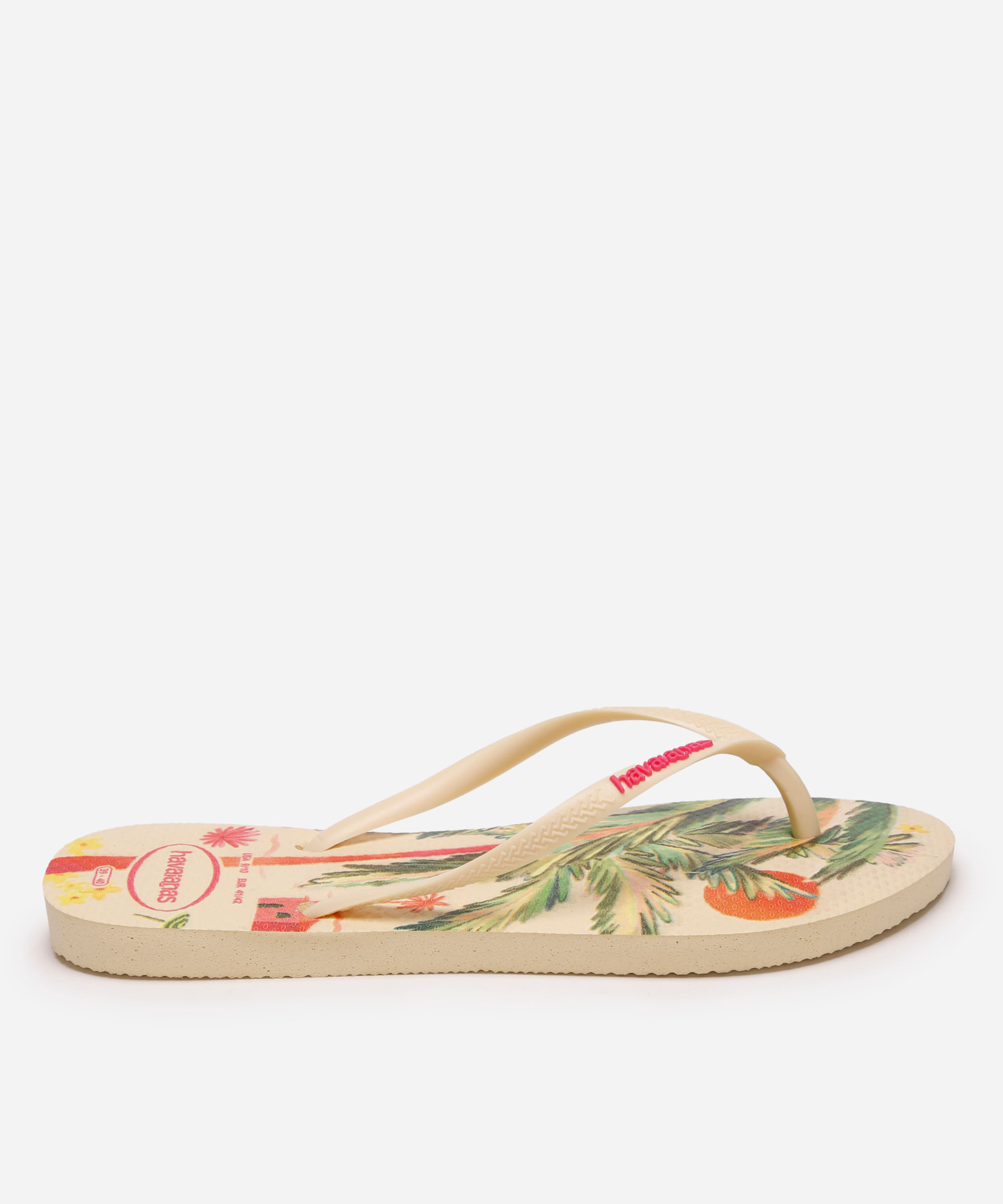 chinelo havaianas slim summer bliss floral bege