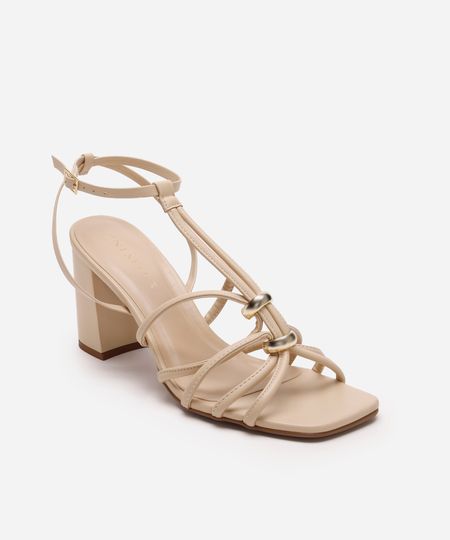 sandália bico quadrado tiras finas salto grosso oneself bege 37 sandália bico quadrado tiras finas salto grosso oneself bege 37