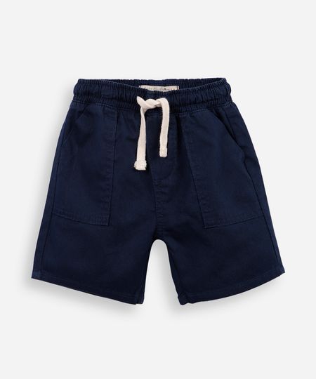 bermuda infantil sarja com bolsos azul 2