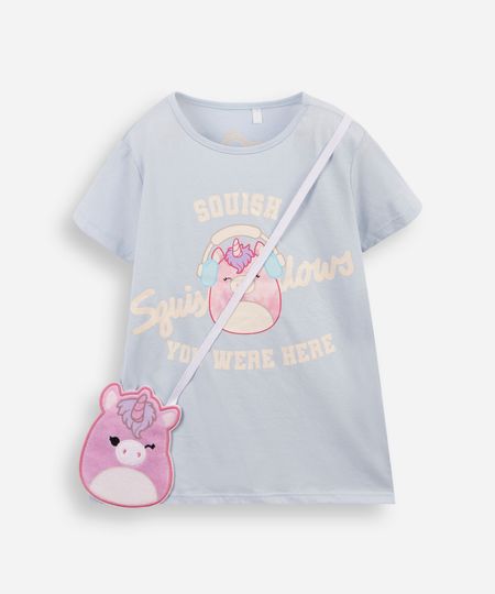 blusa infantil de algodão squishmallows com brinde azul 6 blusa infantil de algodão squishmallows com brinde azul 6