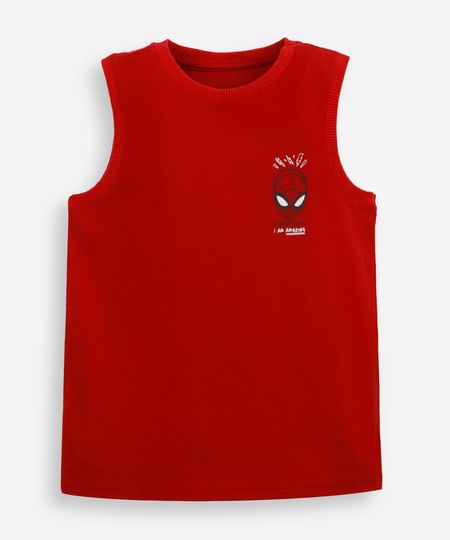 regata infantil de algodão homem aranha vermelha 12