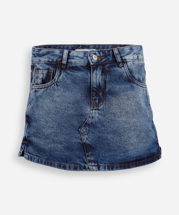 short saia juvenil jeans azul 16