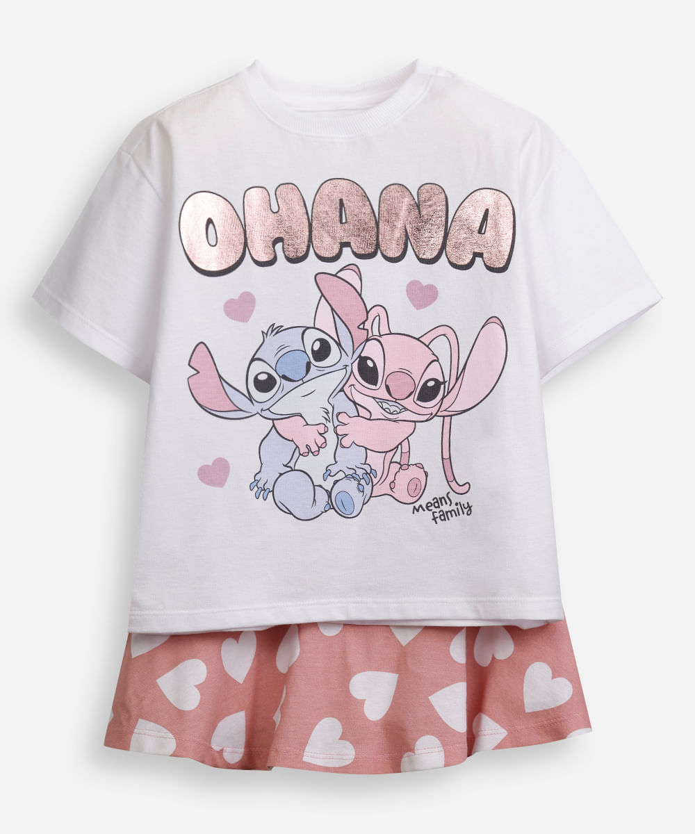 conjunto curto infantil de algodão stitch colorido