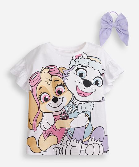 blusa infantil de algodão patrulha canina com scrunchie off white 1 blusa infantil de algodão patrulha canina com scrunchie off white 1