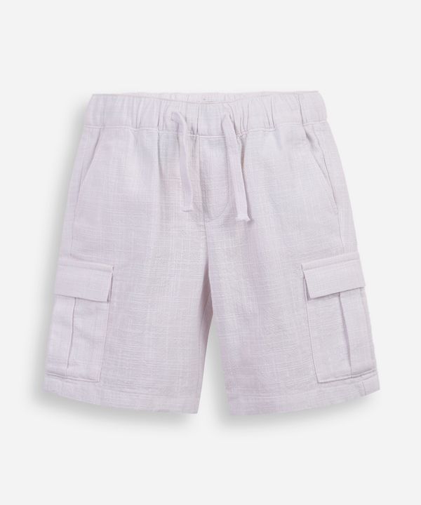 bermuda cargo infantil de algodão texturizada branca 6
