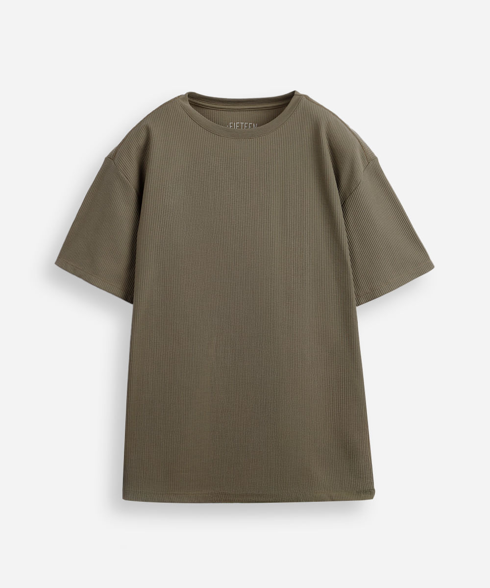 camiseta juvenil texturizada manga curta verde