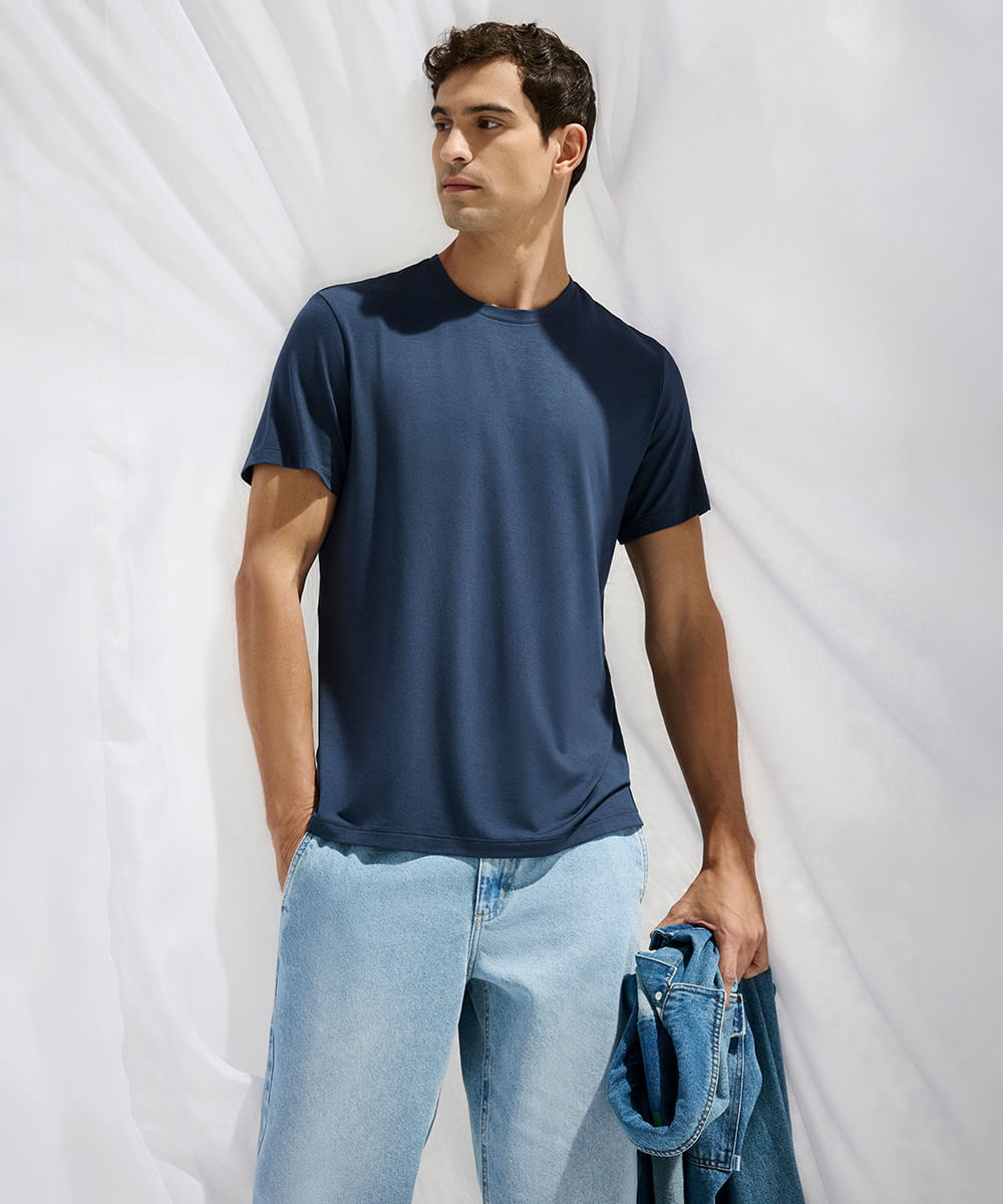 camiseta comfort masculina manga curta AIRtech azul