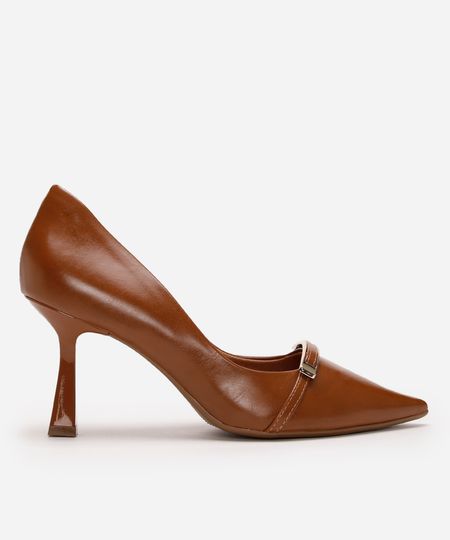 scarpin bico fino com fívela oneself marrom 39 scarpin bico fino com fívela oneself marrom 39