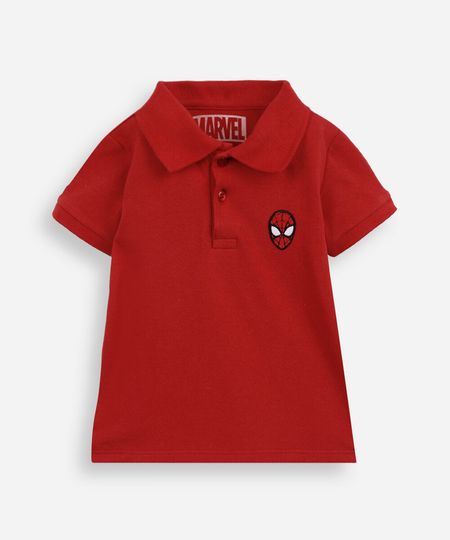 polo infantil de algodão bordado homem aranha vermelha 1