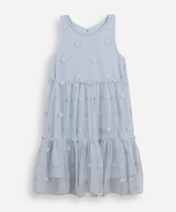 vestido infantil de tule corações com glitter azul 8