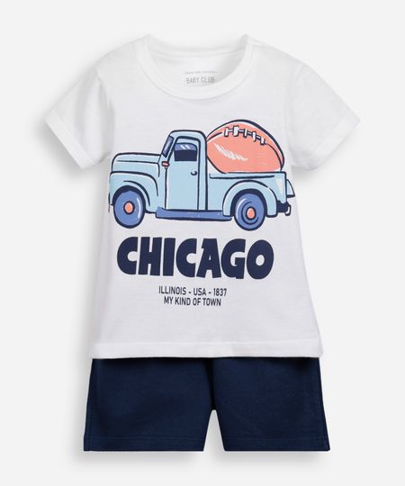 conjunto curto infantil de algodão estampado off white 2 conjunto curto infantil de algodão estampado off white 2