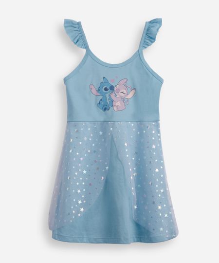 camisola infantil de algodão e tule stitch azul 2 camisola infantil de algodão e tule stitch azul 2