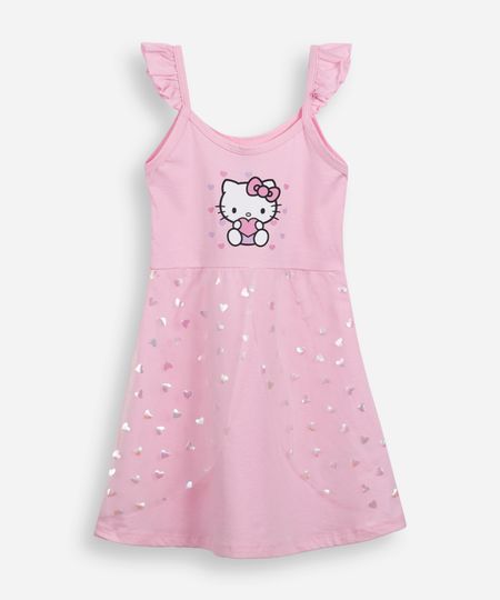 camisola infantil de algodão e tule hello kitty rosa 10