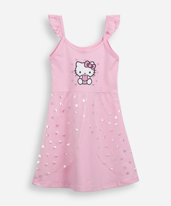 camisola infantil de algodão e tule hello kitty rosa 6