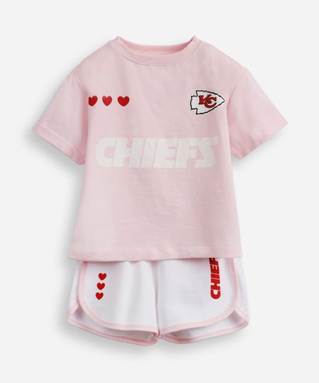 conjunto curto infantil de algodão kansas city nfl rosa 10 conjunto curto infantil de algodão kansas city nfl rosa 10
