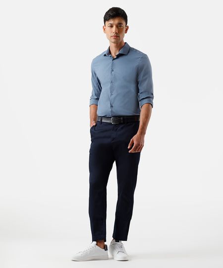 calça slim masculina de alfaiataria cós elástico azul 38 calça slim masculina de alfaiataria cós elástico azul 38