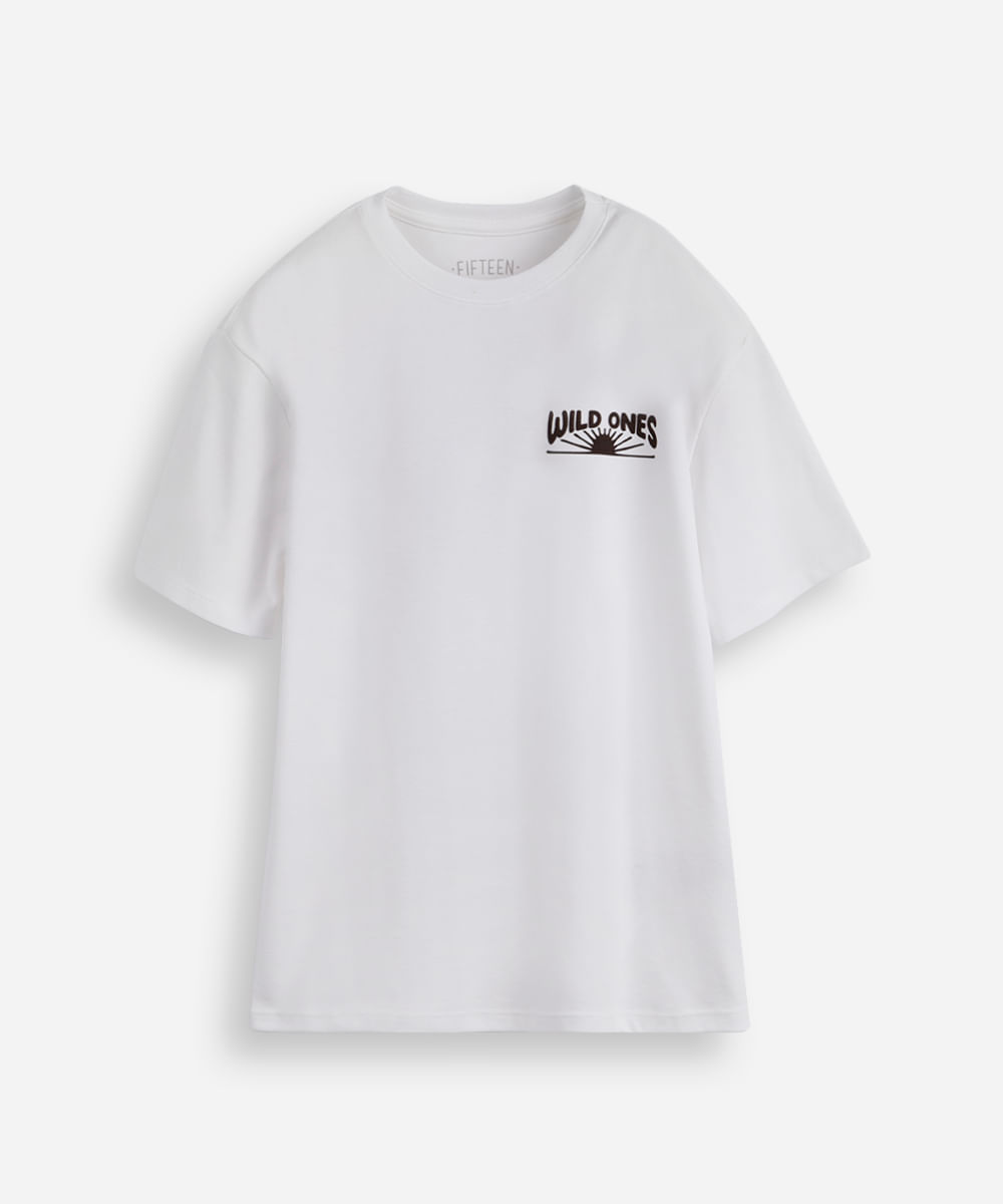 camiseta juvenil manga curta wild ones off white
