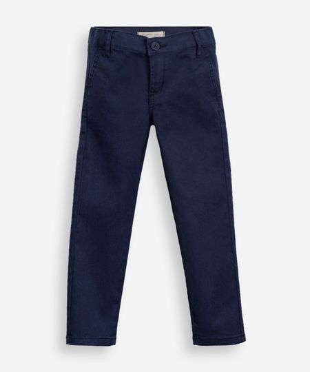 calça slim chino infantil de sarja azul 6